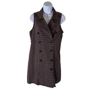 Vtg 90s D.B.Y. Ltd Dress Sz 9 Plaid Blazer Sleeveless Rear Zip Mini Sheath